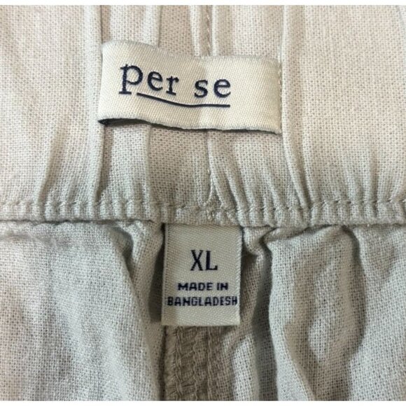 Womens Per Se Elastic Waist Drawstring Linen Blend Shorts XL Beige - Picture 3 of 9